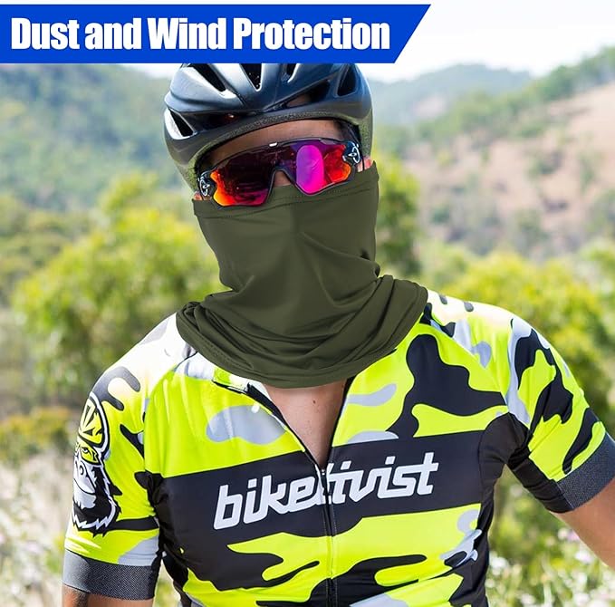 Mandydov Summer Cooling Neck Gaiter Face Mask Breathable Balaclava, UV Protection Wind Dust Proof Face Cover Scarf