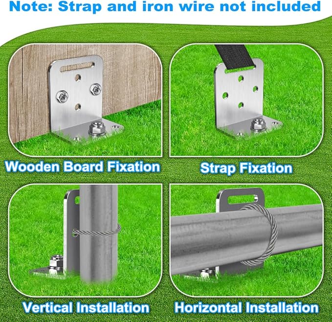 18'' Heavy Duty Ground Anchors 10mm Solid Steel with L Bracket, for Trampoline Mobile Home Swing Set Shed Carport Tent Earth Anchor Fence, 2.7" Helix Blade & Chrome Plated Finish, 6Pack