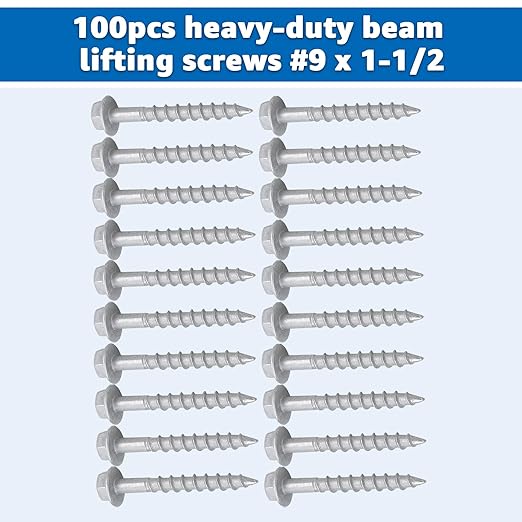 SD9112R100 SD Connector Screws #9 x 1-1/2" 1/4" Hex Head Strong-Drive Joist Hanger Screws 0.370" Dia Deck Screw Replacement for 10D Nails with Includes Tool sockets 100-Qty
