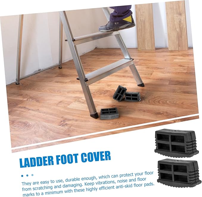 STOBOK 4pcs Non-Slip Rubber Ladder Feet Covers Sturdy Anti-Slip Mats for Extension Ladders Safety Accessories for Home and Construction