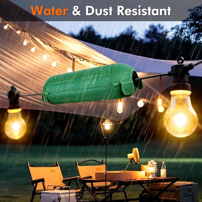 Restmo 2 Pack Mini IP44 Waterproof Outdoor Connection Box with Lockable Latches and Mounting Holes, Weatherproof Extension Cord Safety Cover for Outdoor Plugs, Lights, Cables, Wires, Size Small, Green
