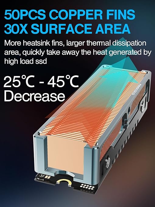 JEYI Q150 M.2 HeatSink, Cooper Fins with Aluminum Frame Passive Heat Sinks - Finscold Q150-1.7mm / 0.68"
