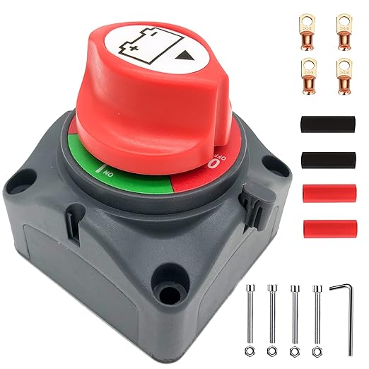 Battery Disconnect Switch 12V 24V 48V Master Isolator Cut Off Switch for Marine Boat Car Truck Camper RV Trailer Vehicles Engine Application (On/Off)