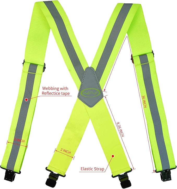 MELOTOUGH Reflective Safety Suspenders|Work Suspenders with Hi Viz Reflective Strip Hold Up Tool Belt Suspenders