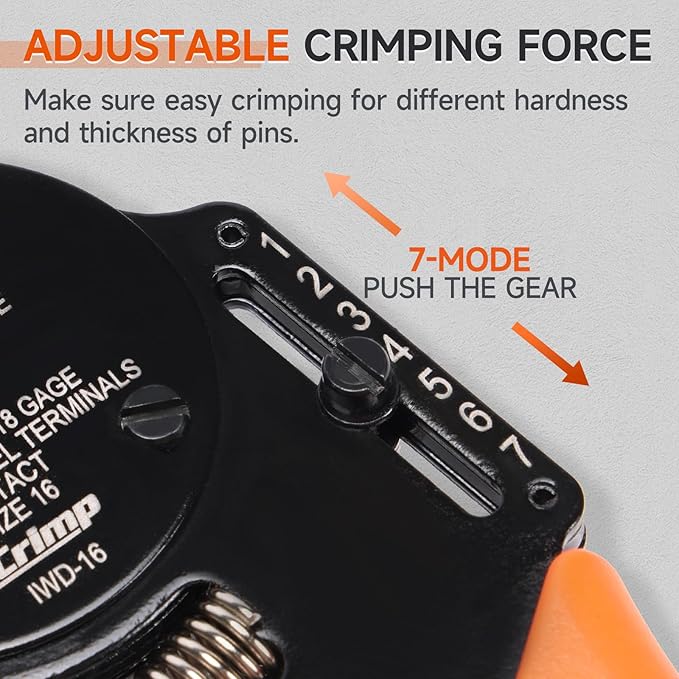 iCrimp Closed Barrel Crimper 4 Way Indent,8 Impression Type Deutsch Crimper for Solid Contacts Gage 14,16&18(IWD-16) with DT Connector Kit