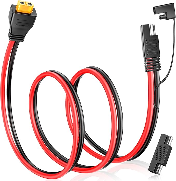 ELECTOP 10AWG SAE to XT60 Connector Extension Cable, SAE Plug XT60 Female Adapter Charger Solar Panel Cable Connector Kit for Solar Generator Portable Power Station with Polarity Reverse Adapter