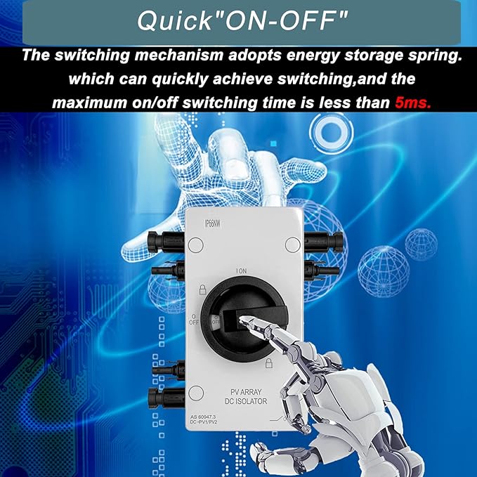 IP66 Solar PV DC Quick Disconnect Switch 64 Amp, 1000V Solar Combiner Box, PV Solar Panel Disconnect Switch with Solar Connector for Solar Power System, Off/On-Grid Solar System, RV and Boats
