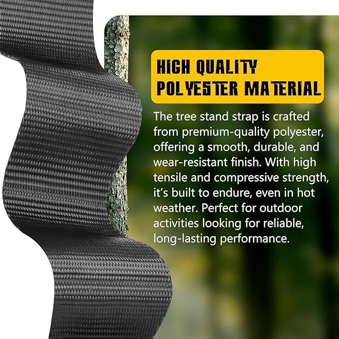 Tree Stand Harness Strap, Treestand Gear Hanger Starp with Multiple Carabiner Hooks for Hunting
