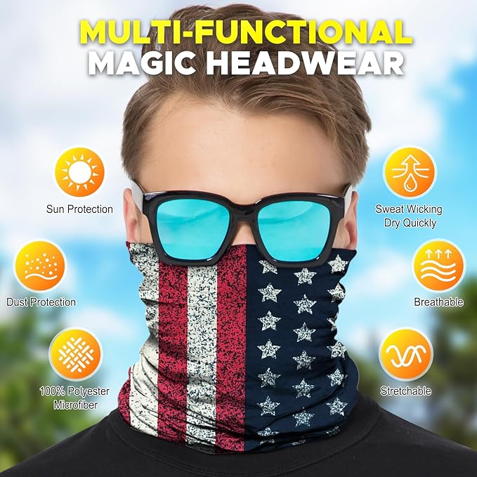 JOEYOUNG Headwear, Bandana, Neck Gaiter Head Wrap Headband Balaclava Magic Scarf