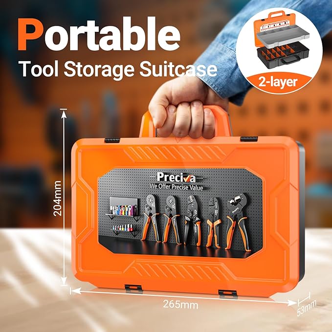 Preciva Crimping Tool Connector kit - AWG28-16/0.08-1.5mm² Ratcheting Crimper with 620Pcs Connectors and 1600Pcs Pins | Crimp Tool for Dupont, JST, ATX, EPS, PCIE, SATA Series