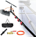 Photovoltaic Panel Cleaning Tools, Solar Glass Telescopic Pole, Water Fed Pole Kit, Kit with Soap Dispenser Telescopic, for Window Glass Roof Outdoor Glass Brush 29cm-7.2m/24ft
