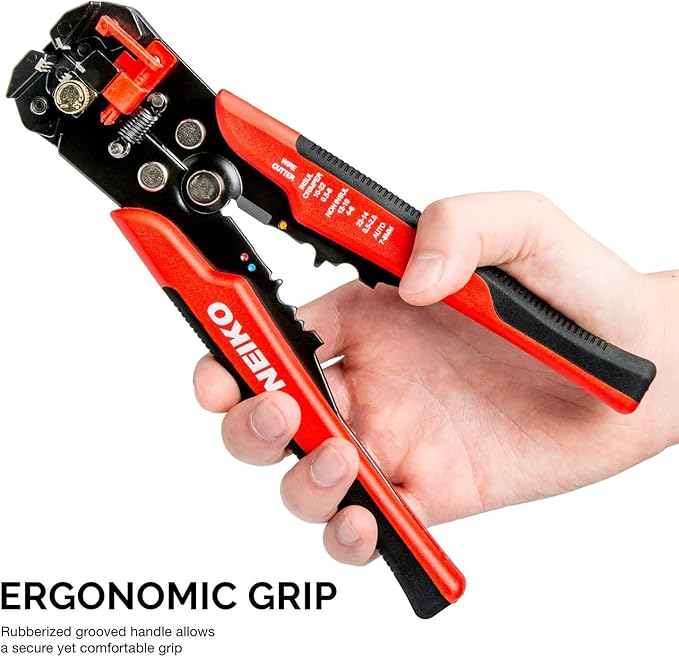 NEIKO 01924A 3-in-1 Automatic Wire Stripper, Cutter, and Crimping Tool, Auto Self-Adjusting Pliers that Cut up to 10 AWG