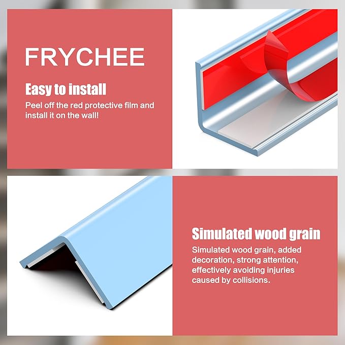 ‎Frychee Wall Corner Protector, Walls Edge Protector，Self-Adhesive Wall Corner Guards,PVC Double Side Edge Protector， Furniture Stairs Guard (Blue 2PCS 100cm/39.37in)