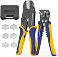 haisstronica 6 in 1 Crimping Tool Kit and Wire Stripper, Ratcheting Wire Crimper with 6 PCS Interchangeable Dies for Heat Shrink,Non-Insulated,Ferrule,Open Barrel,Insulated Connectors, men tool gifts