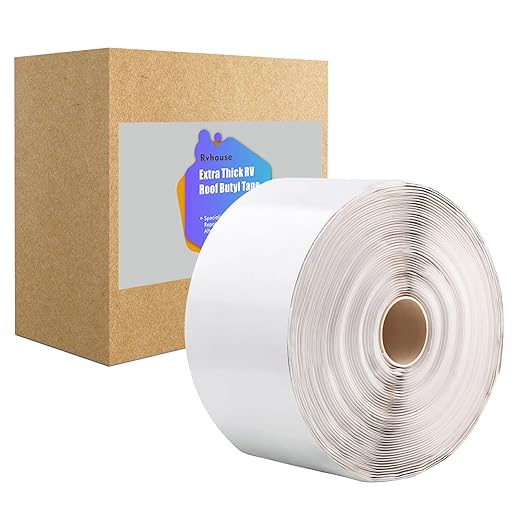 RV Roof Tape 4” x 23 Ft Butyl Extra Thick Sealant Repair Tape Weatherproof for RV Roofing Camper Trailer Boat Truck Motorhome Color White (RRT10107W)
