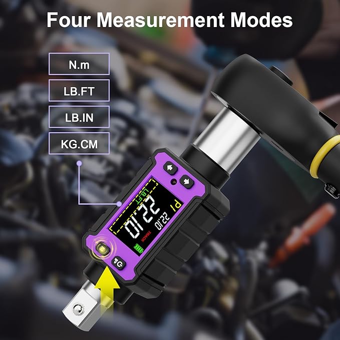 1/2" Digital Torque Adapter, 0.4-22.1 Ft.lb/0.6-30 Nm Digital Torque Wrench Converter Set, Torque Adapters with ±2% Accuracy, Buzzer & LED Flash Notification for Motorcycle Car Repair