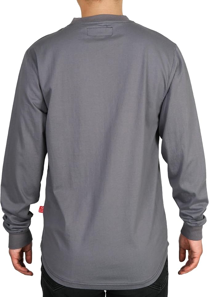 BOCOMAL FR Shirts 6oz Lightweight Flame Resistant Long Sleeve Henley Shirt Fire Retardant Workwear NFPA2112 CAT2