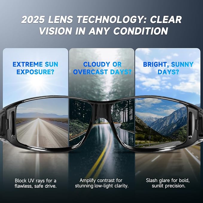 Night Driving Glasses Night Vision Glasses Fit Over Glasses Polarized Anti-Glare UV400 Gift for Men Women