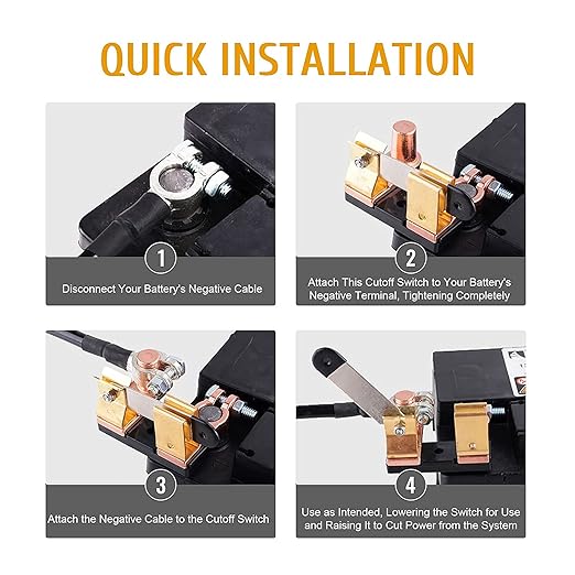 Master Battery Disconnect Switch, Heavy Duty Knife Blade 12V 24V Battery Cut Off Switch, Top Post Battery Power Shut Off Isolator for Car Marine Boat RV ATV Motorcycle Vehicle
