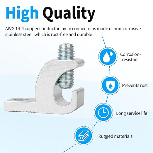 AWG 4-14 Wire Range Lay-in Bonding Lug Kit for Pool Grounding (10 Packs)