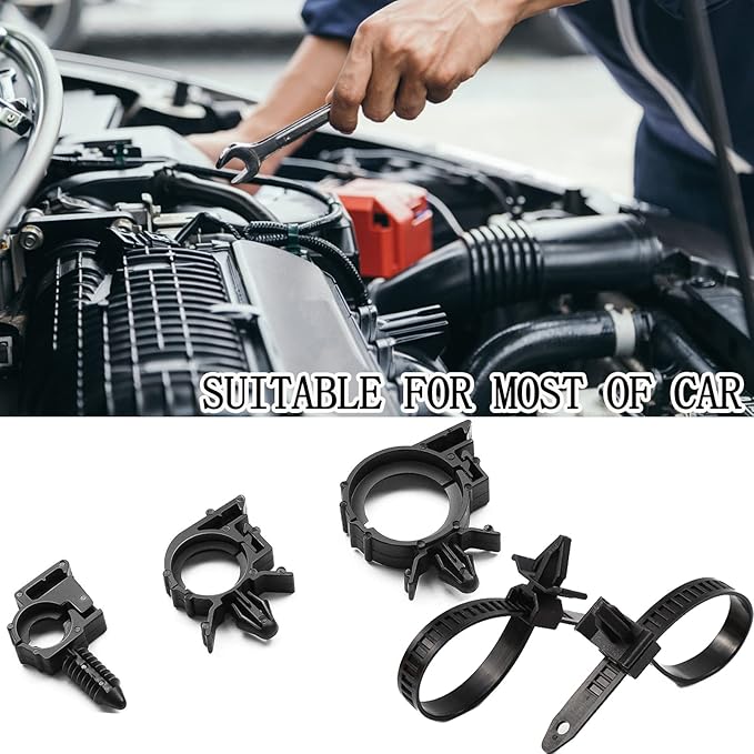 180pcs Push Mount Cable Zip Tie with Car Wire Loom Routing Clips,Fastening Cable Clips For Organizing Cables And Cords,Car Clips Contains 7 Sizes Universal Compatible with GM Ford Trucks Cars UTV