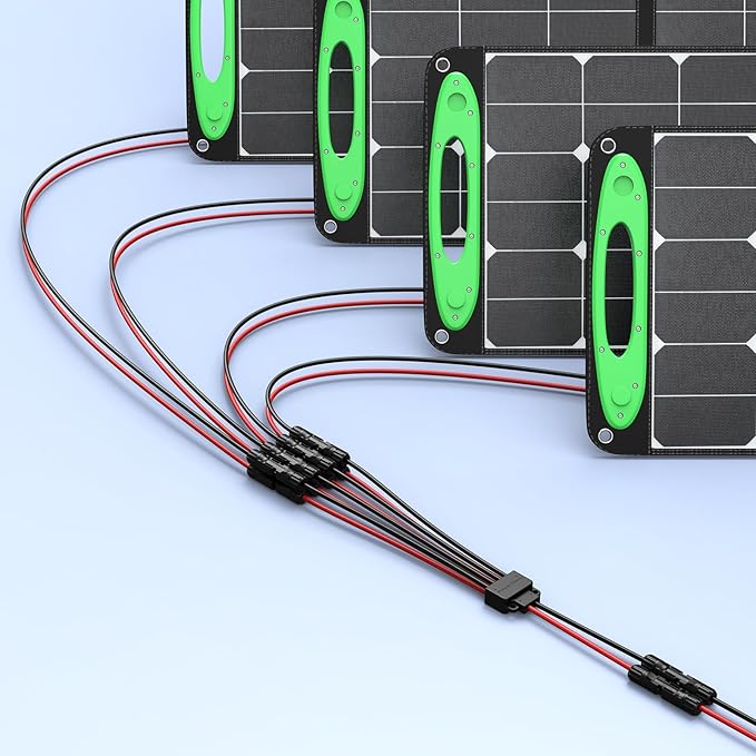 Bateria Power Solar Connectors 30A Y-Branch Cable, Solar Cable Parallel Adaptor Solar Panel Wire Connectors in Pair for Solar Panel (1*MF/MMMMFFFF)