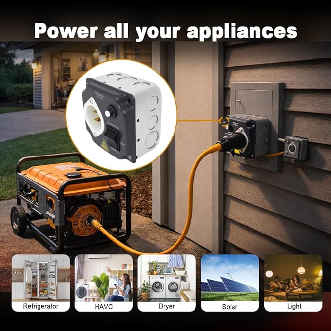 15 Amp 125V Manual Generator Transfer Switch, Pre-Wired Essential Circuit Power Switch for Home Backup, Safe and DIY Installation