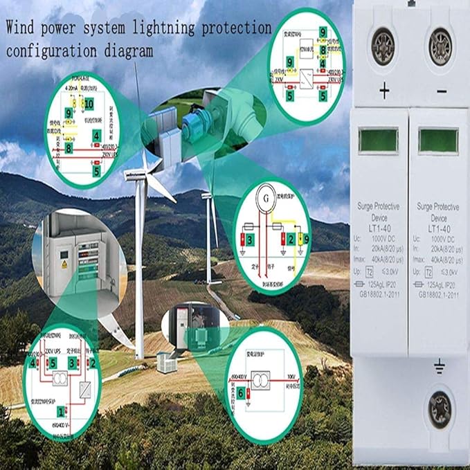Dc Solar Surge Protector 2P Surge Protective Device DC Photovoltaic Lightning Protector Low-voltage Arrester(2P20KA)