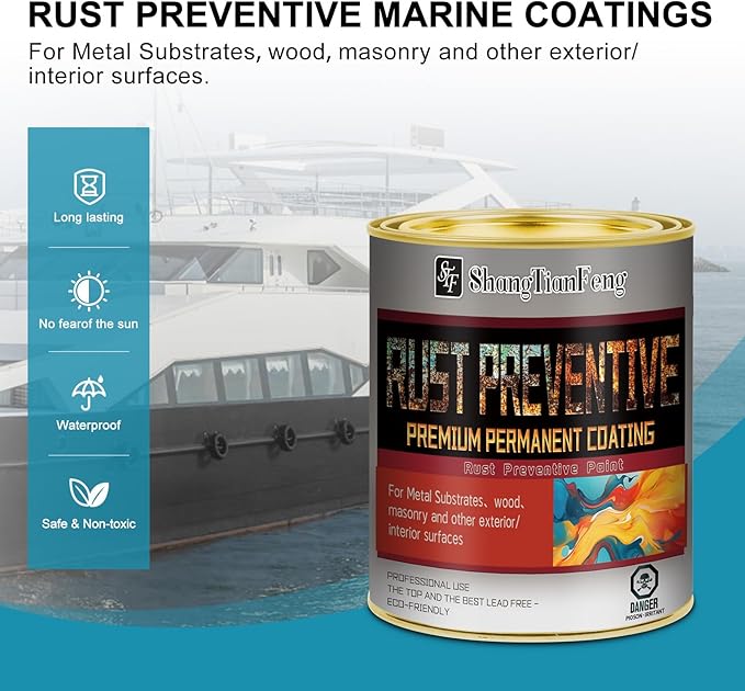 Black Rust Preventive Paint, Rust Inhibitor and Corrosion Permanently, Anti-rust, Non-porous Protective Barrier, UV Resistance and Heat Resistance, 32 Fl Oz