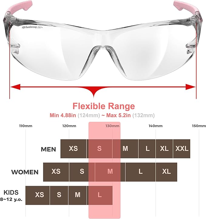 HTS HUNTERSKY ANSI Z87.1 Anti-Fog Clear Safety Glasses Pickleball Youth Baseball Lab Chemistry Goggles Scratch Resistant