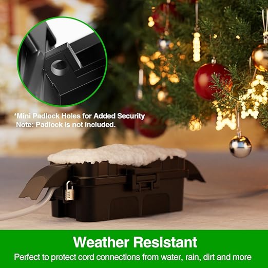Flemoon IP55 Small Outdoor Electrical Box Waterproof (Inner 5.9 x 3.2 x 1.8inch), Extension Cord Cover with Detachable Awning Covers for Plug, Outlet, Holiday Lights, Black