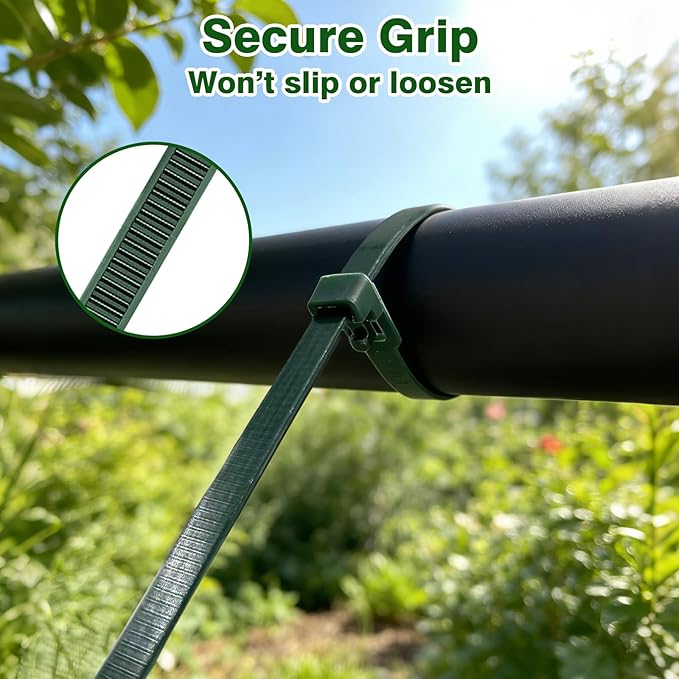 SOOOEC 100 Pack Reusable Zip Ties 24 Inch Extra Long, UV Resistant Releasable Cable Ties, Flexible & Adjustable, Outdoor/Indoor Organizer for Garden, Bike, Hoses, Cords — Dark Green