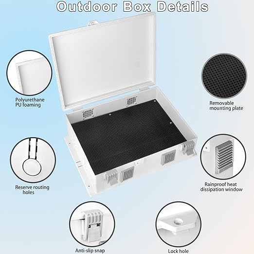Outdoor Electrical Junction Box, Ventilation and Heat Dissipation ABS Plastic Project Enclosure with Internal Mounting Panel 15.7"x 11"x 5.9"