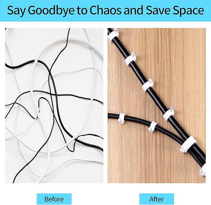 Cable Clips, 400 Pcs, 4mm 6mm 8mm 10mm, Wire Wall Clips with Steel Nails, Ethernet Cable Clips, Cable Tacks Coax Cable Clips, RG6 RG59 CAT6 RJ45 Cable Cord Clips, White…
