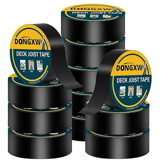 12 Packs Deck Joist Tape, 2" x 50' Waterproof Butyl Joist Tape for Decking 2inch, Flashing Tape Self-Adhesive Joist Tapes for Decks Beams Extend Wood Deck Life