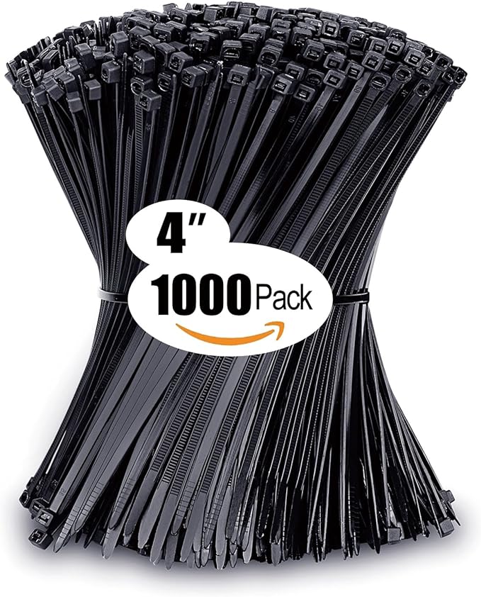 Small Zip Ties, Zip Ties 4 inch with 18 lb Tensile Strength, Black Cable ties, 1000 Pack, ANOSON