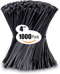 Small Zip Ties, Zip Ties 4 inch with 18 lb Tensile Strength, Black Cable ties, 1000 Pack, ANOSON