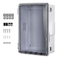 ABS Electrical Junction Box, Ventilated Design, Cable Grommets, IP65 Waterproof Enclosure, Indoor/Outdoor Use with Mounting Panel .(Clear Cover, 13.8"x9.7"x5.9")