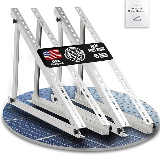 Solar Panel Mount Brackets, 2 Sets 45 inch with Foldable Tilt Legs, Suitable for 2-4pcs 180 200 300 400 500 Watt Solar Panel, Adjustable Mounting Brackets for Roof, RV, Boat, and Off-Grid