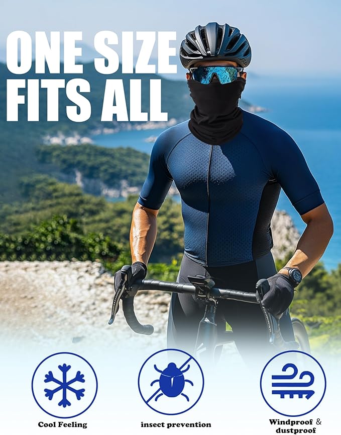 JHYWELL Cooling Neck Gaiter Face Mask, UV Protection Masks Gator, Windproof Bandana for Skiing, Fishing, Hiking, Cycling
