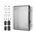 Waterproof Outdoor IP67 Junction Box(16.1"x12.2"x7.1") with Mounting Plate, Hinged Clear Cover and Wall Brackets - Weatherproof ABS Plastic Electrical Enclosure for DIY Projects(410x310x180mm)