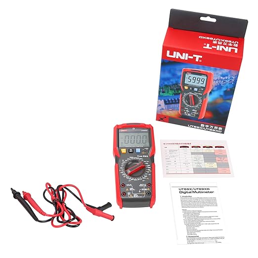 UNI-T Digital Multi Meter UT89XD 6000 Counts True RMS Sine Wave Measurement LED Test Auto Range AC DC Voltage Current Resistance Capacitance Frequency Duty Cycle Diode Continuity hFE Dual Range NCV