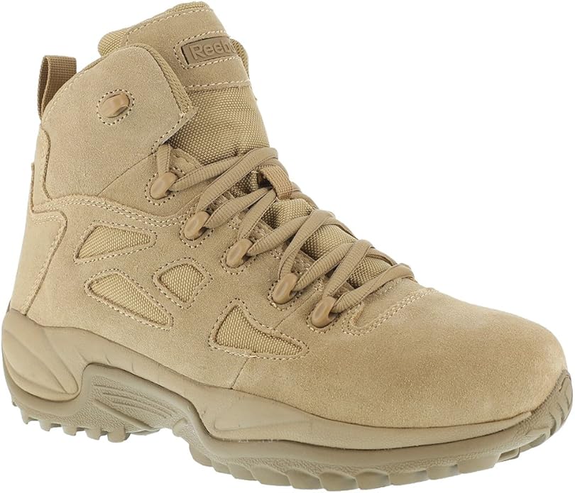 Reebok Men's Rb8694 Rapid Response Rb Composite Toe 6" Tactical Stealth Boot Sidezipper Desert Tan Military & Tactical Boots