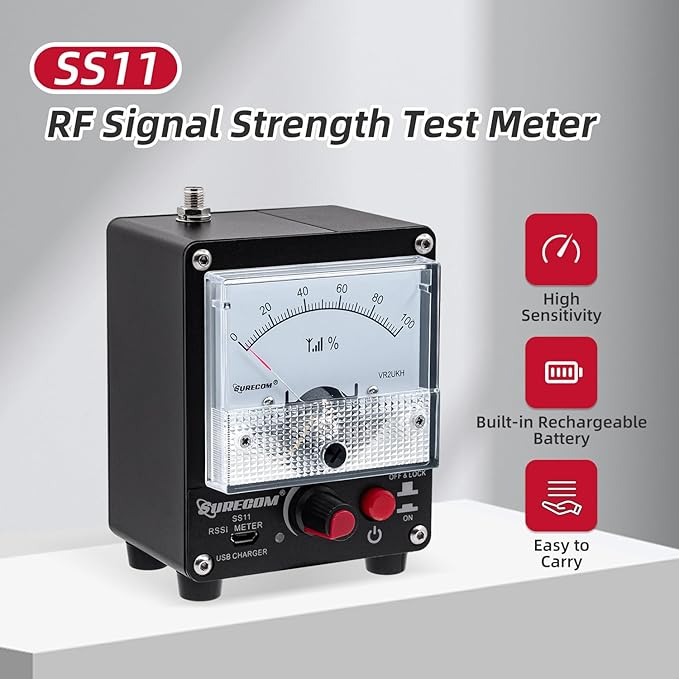 Mcbazel Surecom SS11 Portable Field Strength Power Test Meter RF Signal Strength Test Meter with Antenna