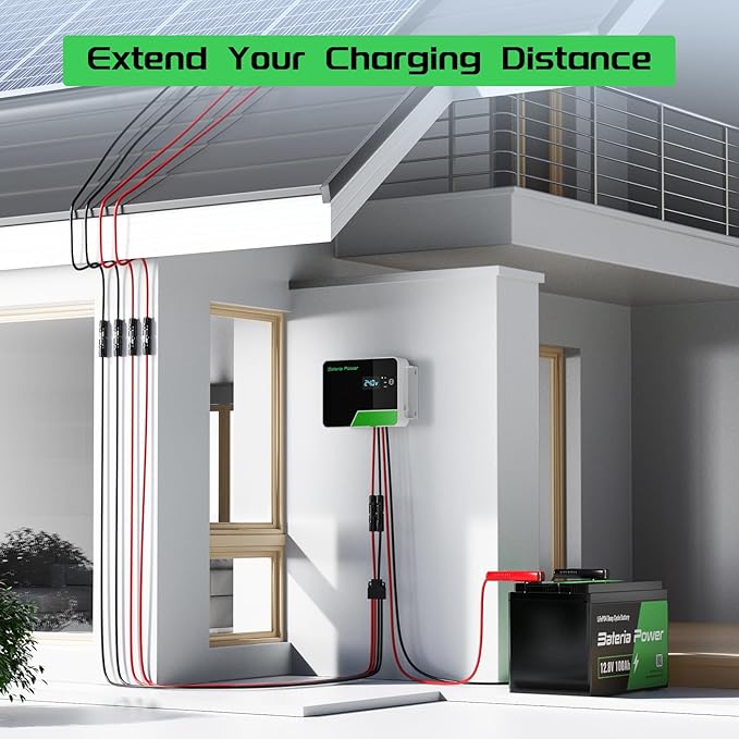 Bateria Power Solar Connectors for 2 Solar Panels, IP68 Waterproof Solar Panel Connectors Splitter, 4 to 2 Y Branch Parallel Adapter for Solar Cable Extension 20FT