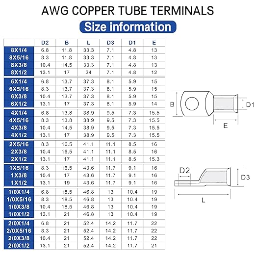 XHF 20PCS 8 AWG-5/16 Heavy Duty Battery Lugs with 3:1 Heat Shrink Tubing, Ring Terminals Battery Cable Ends Copper Eyelets Electrical Battery Connectors