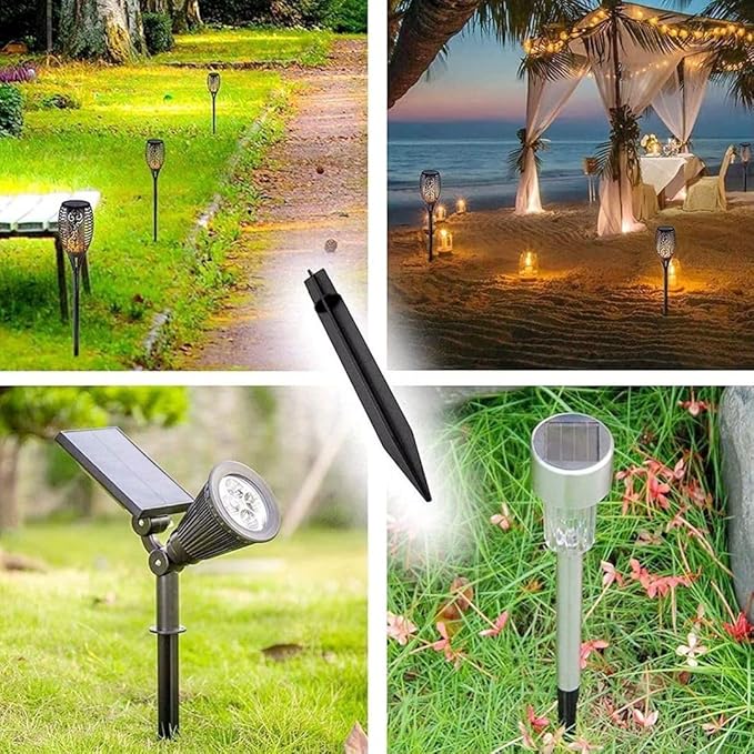 12 PCS Plastic Ground Spikes Stakes, 8.27" x 0.827" Solar Torch Lights Spikes Replacement ABS Ground Stakes for Christmas Garden Lights (8.27" x 0.827")