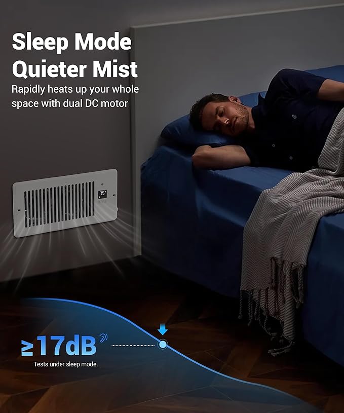 Window Register Booster Vent Fan For 4" x 10" Register Hole, Vent Booster Fan with LCD display & Thermostat,11-Speeds Household Ventilation Fans with Remote,Air Vents Fans Booster for Room, Home