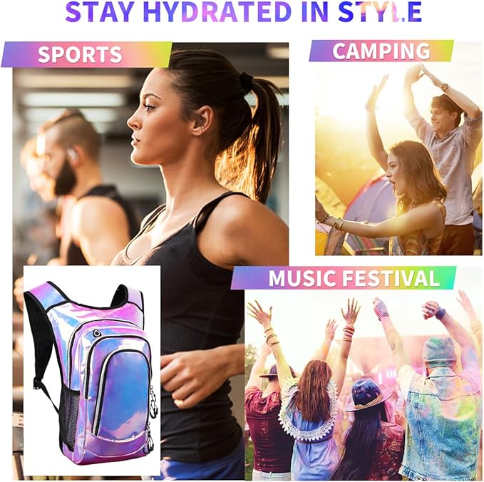Hydration Pack, Hydration Backpack with 2L Hydration Bladder, Festival Essential Water Backpack, Lightweight Hydration Bag Hydropack Hydro for Running, Biking, Music Festival Gear, Rave