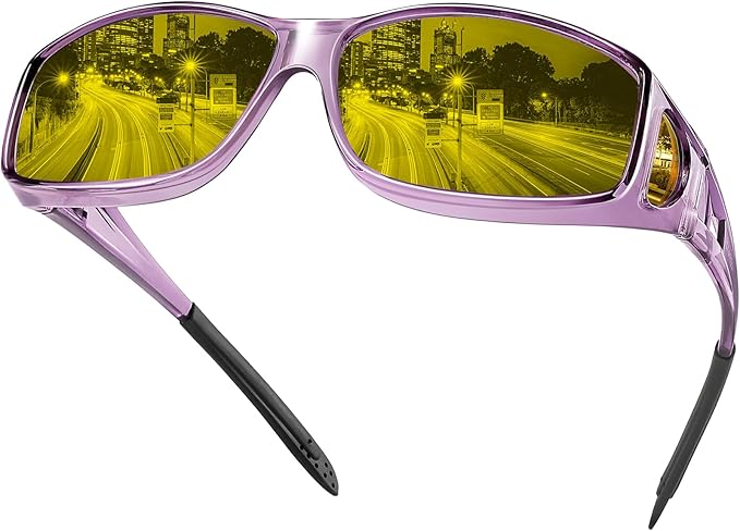 Night Driving Glasses Night Vision Glasses Fit Over Glasses Polarized Anti-Glare UV400 Gift for Men Women